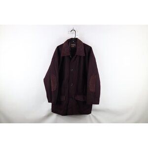 Vintage 90s Streetwear Mens Medium Suede Leather Trim Wool Quilted Jacket Purple